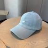 Simple pony embroidery washed baseball cap children wide brim enlarged face small pure cotton sunshade cap men