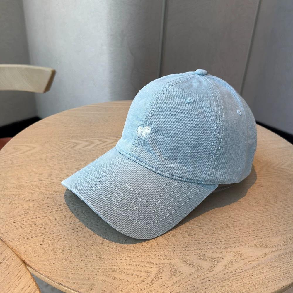 Simple pony embroidery washed baseball cap children wide brim enlarged face small pure cotton sunshade cap men