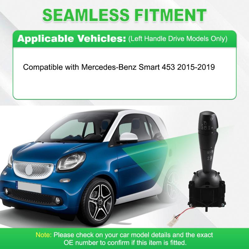 A4535451600 Automatic Headlight Switch Adjustment Lever Fog Light Switch for Mercedes-Benz Smart 453 2015- Left Handle Drive
