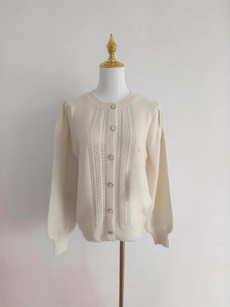 Autumn & Winter V-Neck Hollow Out Cardigan - Versatile Knitwear for Women