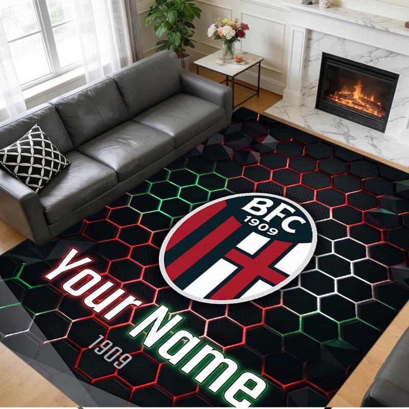 Crystal Velvet Rug Custom Name Text, Soft Non Slip Floor Mat Home DecorBologna FC