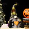 Striped Knitted Gnomes Halloween Plush Gnome Decoration, Spooky Boo Swedish Tomte Elf Figurine, Decorations Scandinavian Dwarf Ornament for Home Table