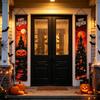 Set - Pumpkin Flag and Door Curtain for Porch Party Outdoor Decor