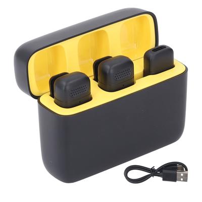 Sistema de Micrófono Lavalier Inalámbrico con Estuche de Carga 2 Transmisores 1 Receptor Micrófono de Solapa para IOS