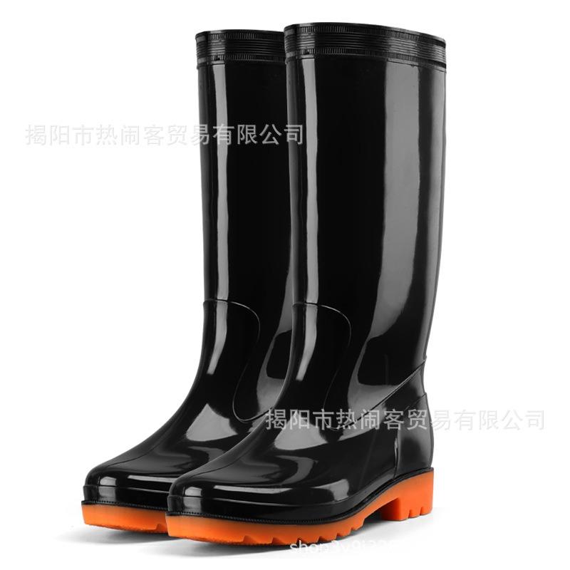 Winter High Tube Velvet Warm Men's Rain Shoes Non-slip Long Tube Waterproof Shoes Black Labor Insurance Shoes Camouflage Rubber Shoes Men's Rain Boots
