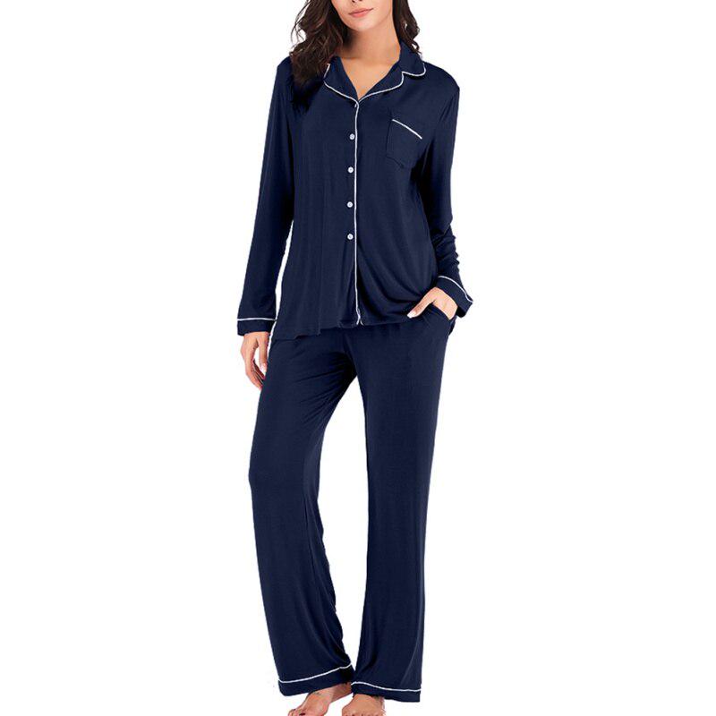 Buy 2 pcs Autumn Women Sleepwear Solid 