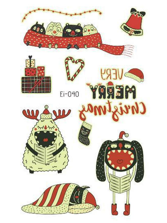 Ricalon Glow-in-the-Dark Waterproof Christmas Temporary Tattoos for Kids