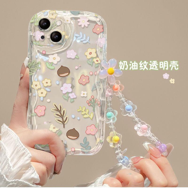 Blumen-Handyhülle für Motorola Moto G84 Edge 50 Pro Fusion Ultra G14 G24 G34 G22 G15 E13 Hülle mit Blumen-Handgelenkband Lanyard
