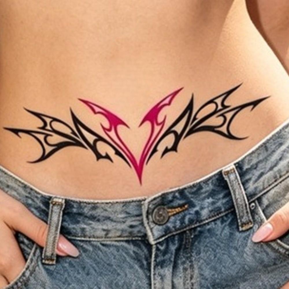 Demon Love Heart Body Art Sticker Y2k Spicy Girl Temporary Tattoo Chest Waist Clavicle