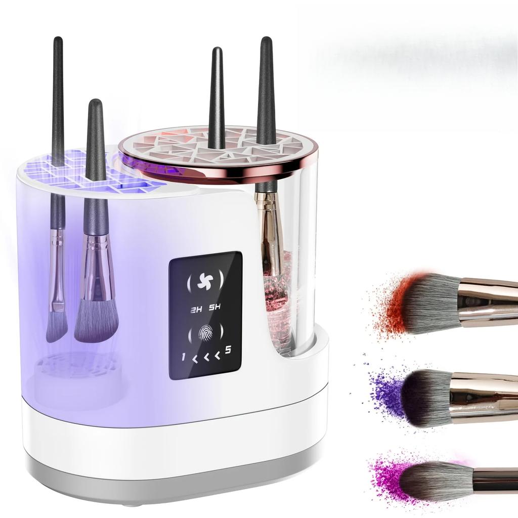 Pulitore e Asciugatore Elettrico per Pennelli da Trucco 3-in-1 Completamente Automatico Strumento ad Asciugatura Rapida Nessun Danno alle Setole del Pennello Accessorio di Bellezza