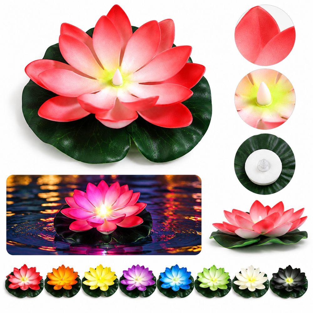 Gradient Floating Lamp Colorful LED Artificial Lotus Flower New Wish Lantern Pond Decor