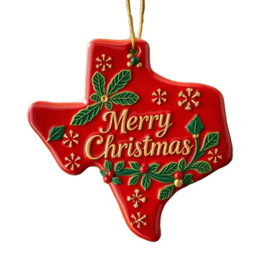 State Pride Christmas Pendant Merry Christmas In Golden Fonts U.S. States