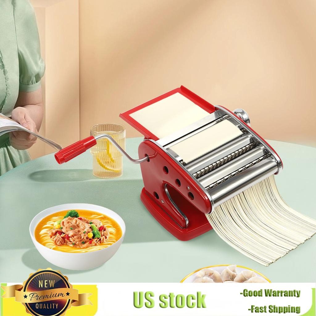 Bymaocar piesūcekņu manuāla maza nūdeļu mašīna, nerūsējošā tērauda biezuma regulējams nūdeļu apstrādes rīks mājai un kempingam