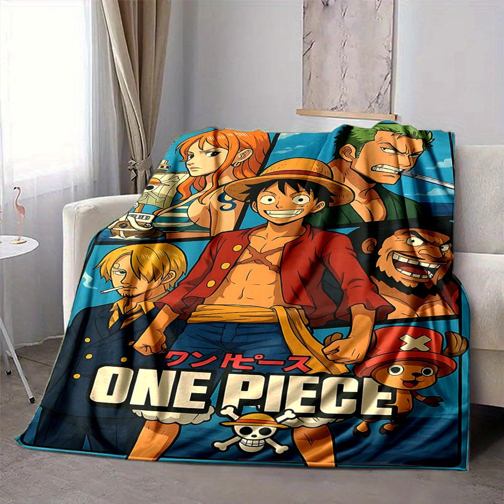 1pc ONE PIECE Flannel Throw Blanket HD Printed Lightweight Soft Warm All Season Blanket for Sofa, Bed, Travel, Camping Machine Washable