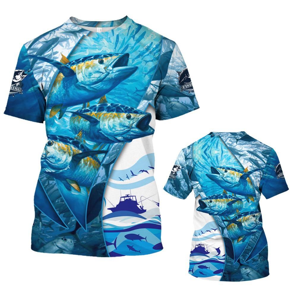 Summer Comfortable Big Fish Pattern Short Sleeved Fashionable 3D Digital Printed Loose Round Neck Men's T-shirt