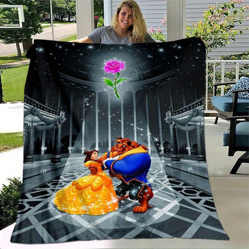 1pc beauty and the beast Blanket for Sports, Outdoor, Living Room, Home Decoration, Sofa Blanket, Suitable for All Seasons, Travel, Birthday