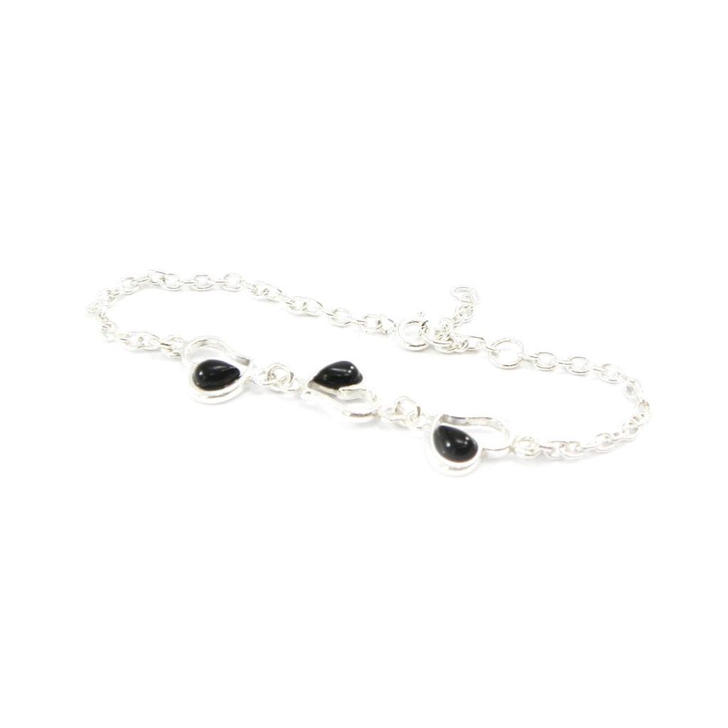 Les Trésors De Lily [I2619] - Silver 'Jet Black Goddess' Heart Bracelet - 10 Mm