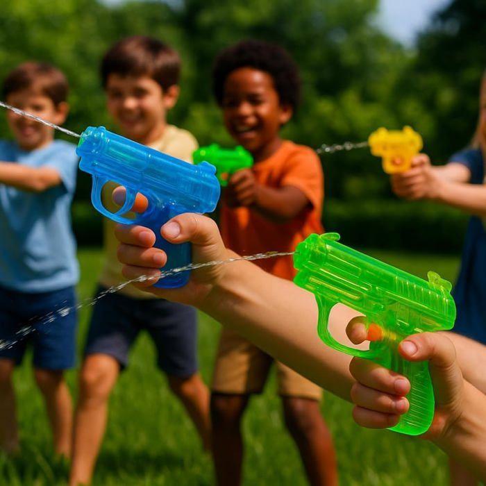 Pack of 4 Transparent Mini Water Guns Length 12 Cm Random Color for Outdoor Games and Water Battles