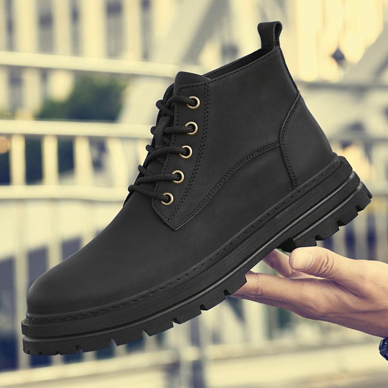 Fashion New Arrival Men's Motorcycle Boots Handsome Male Biker Boot Non-Slip Thick Sole High Top Shoes Comfy Casual Leather Short Botas
