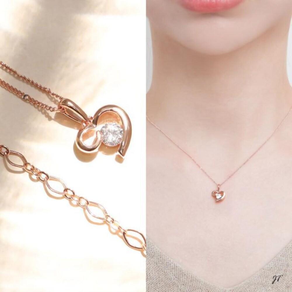 14Kgp Rose Gold Heart Fashion Layered Chain Necklace (16332117)