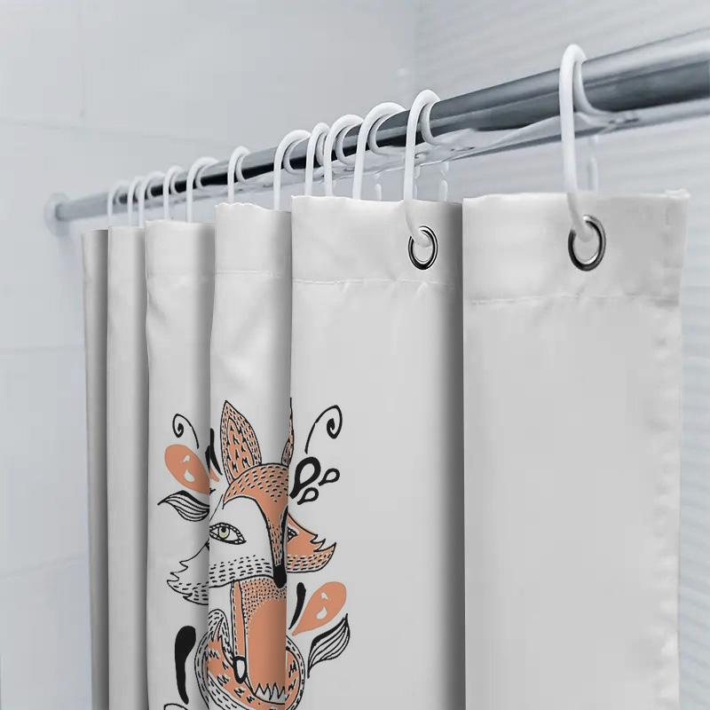 Boho Fox Shower Curtain Farmhouse Bathroom Decor Woodland Animal Shower Liner Nature Forest Shower Curtain Set