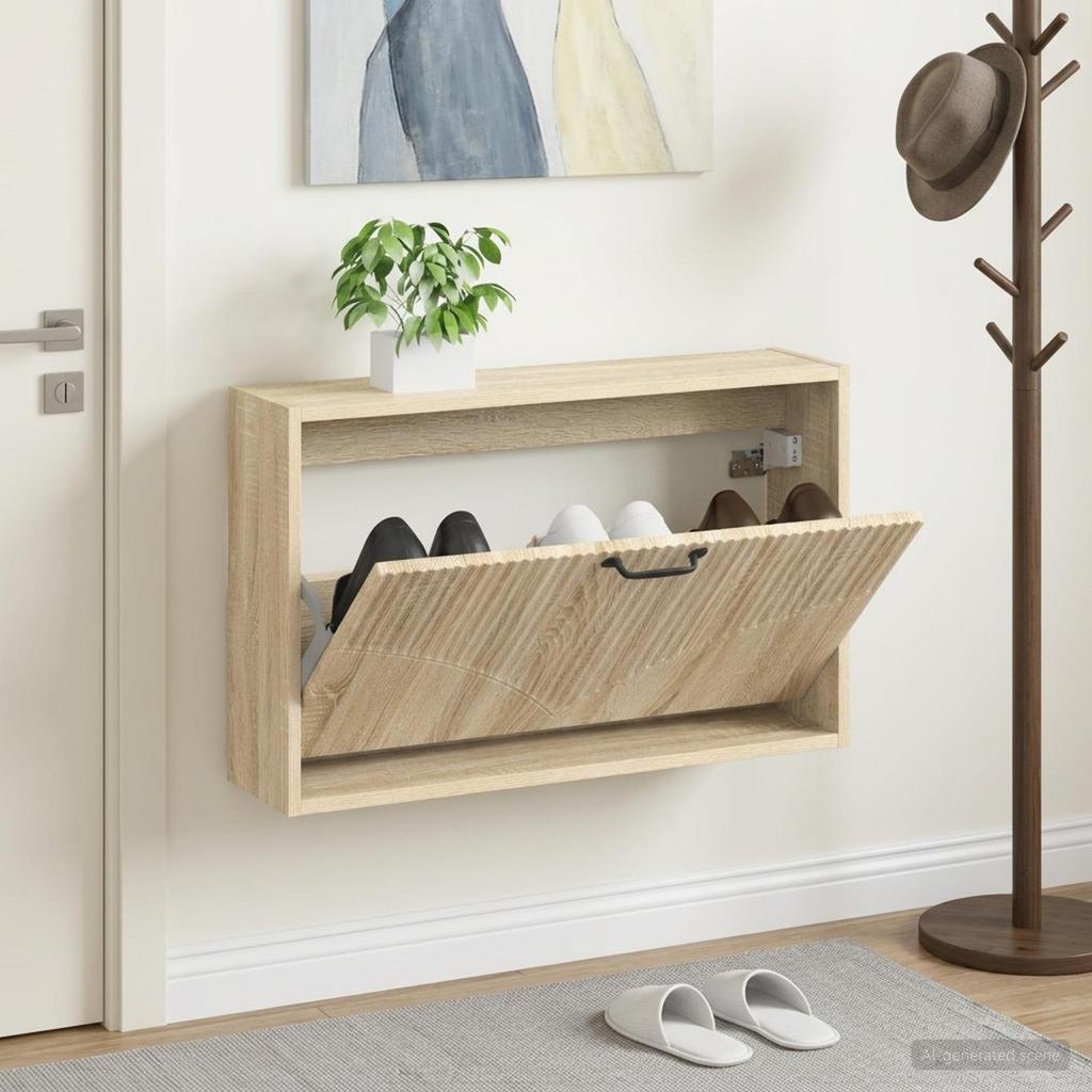 Wall Mounted Shoe Cabinet HOORN 71 x 17 x 43 cm Engineered Wood