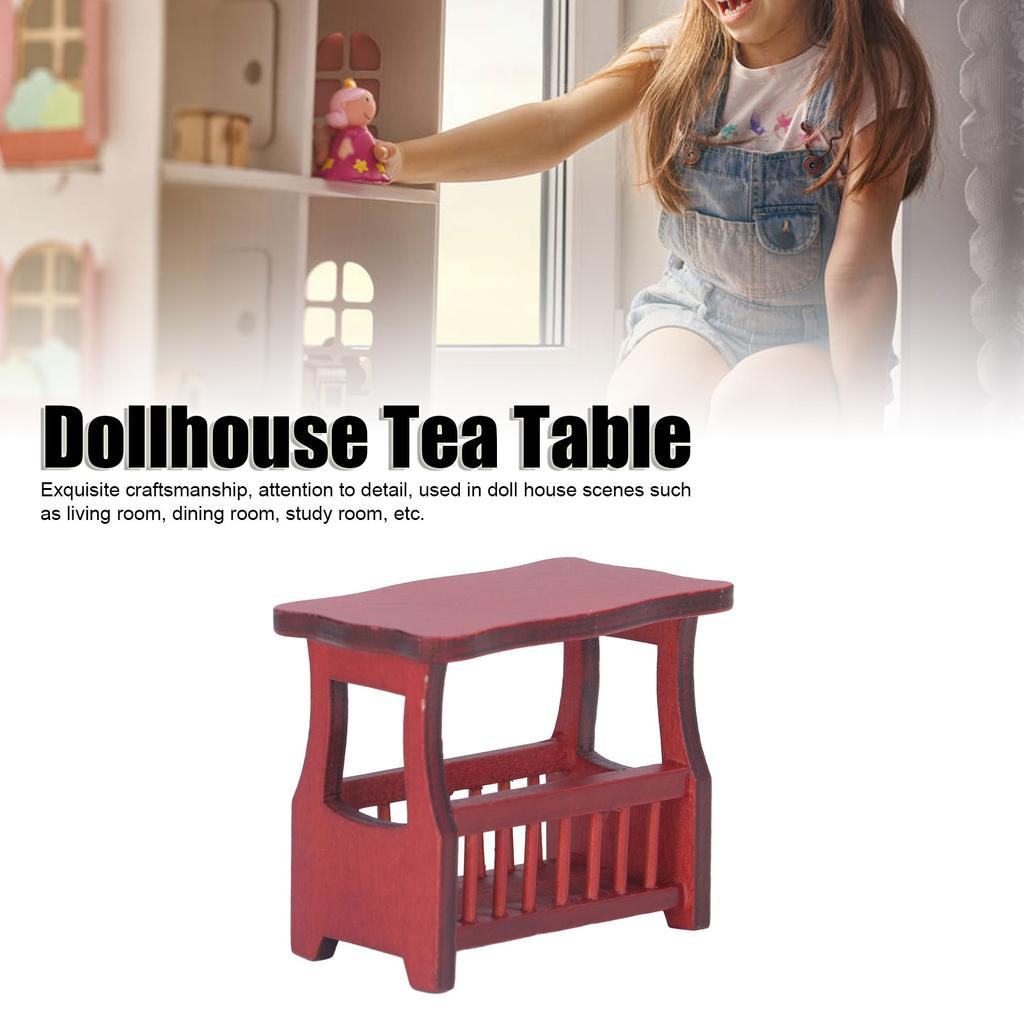 1:12 Dollhouse Tea Table DIY Wooden Miniature Coffee Table Furniture Model Accessory Pretend Play Toy