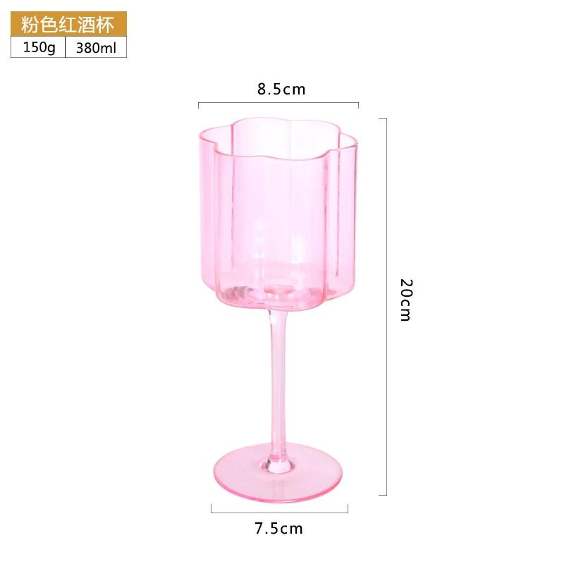 Multicol Crystal Glass Cocktail Goblet Transparent Champagne Cup Creative Light Luxury Retro Petal Wine Glasse Colorful Wine Cup