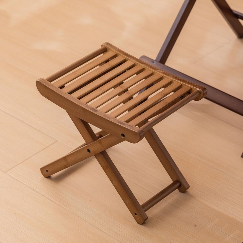 Portable Folding Bamboo Shower Stool - Spa-Style Foldable Bath Seat for Showering, Shaving, & Sauna Use, Natural Bamboo Design