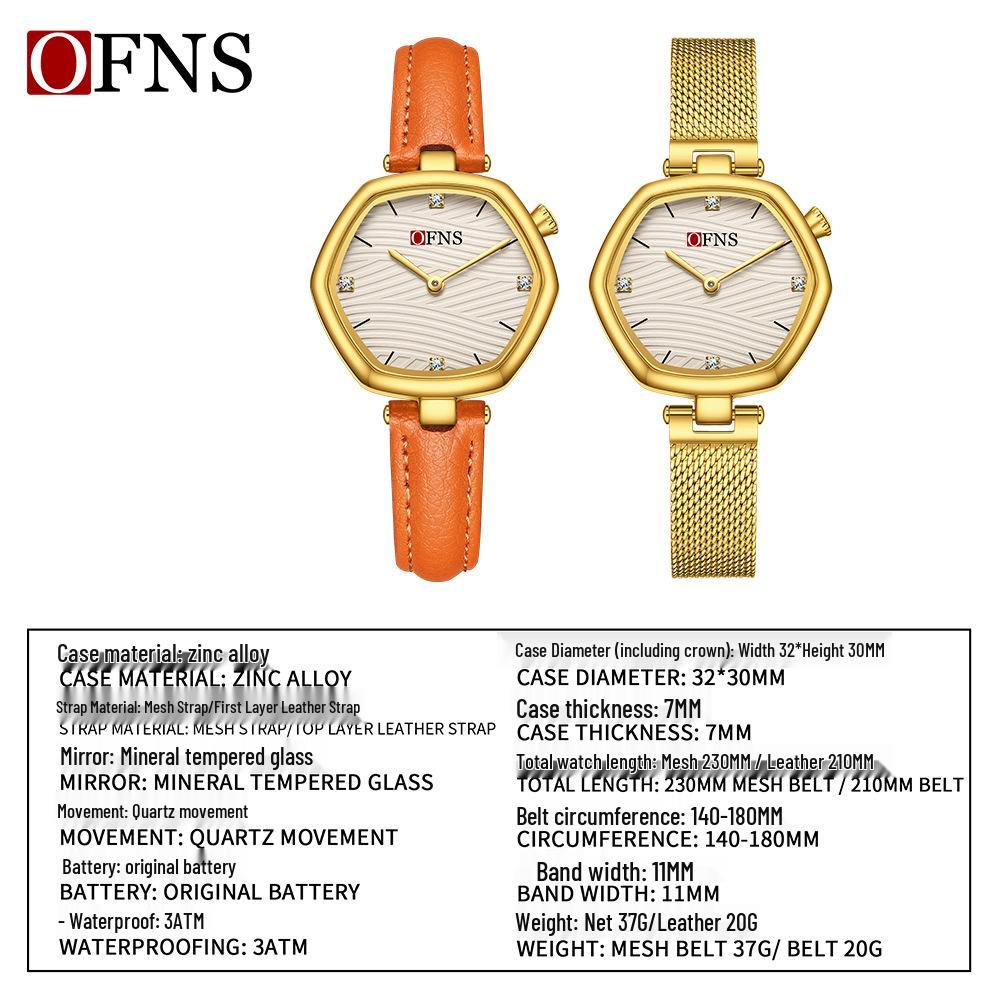 Oufanni Vintage Hexagonal Women's Quartz Waterproof Watch - No Second Hand Design