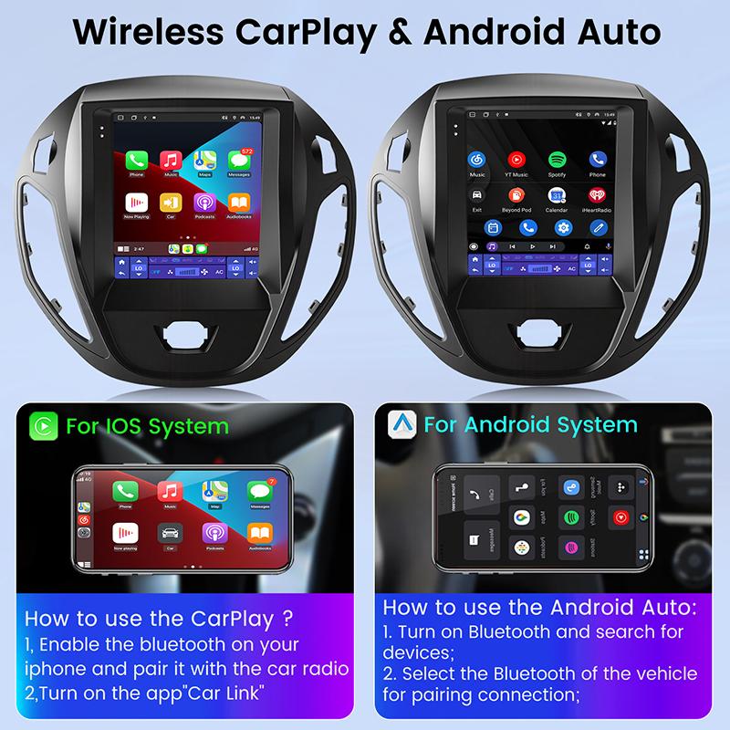 Junsun 9.7" Wireless CarPlay Android Auto Radio For Ford B-Max Transit/ Tourneo Courier  2012-2023 RDS 4G WiFi High Configuratio