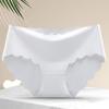 Women's Seamless Ice Silk One-Piece Underwear, Comfortable Mid-Waist Cotton Briefs for Girls, Available in Large Sizes.