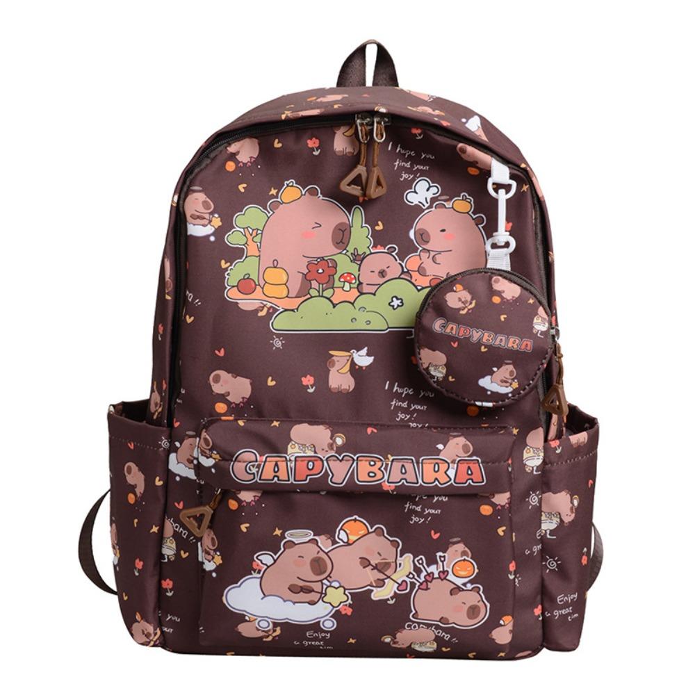 

Multi-Compartment Capybara Backpack Waterproof Large Capacity Children s Shoulder Bag with Small Bag Lightweight