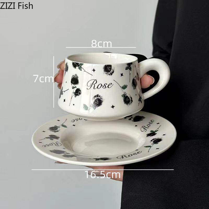 260ml Nordic Ceramic Mug Hotel Couple Afternoon Tea Latte Coffee Cup Plate Set Office Water Cup Home Breakfast Beverage Gifts