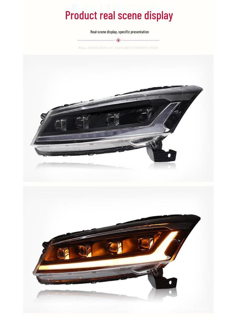 08-13 Accord Headlight Assembly LED DRL Devil Eye with Sequential Turn Signal