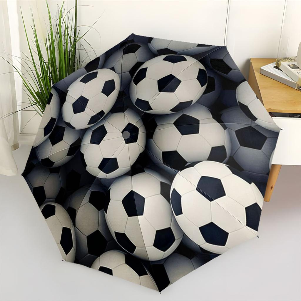 Automatic Soccer Design Umbrella - 8-Rib Windproof Open/Close, Portable Collapsible & Adult Soccer Fan Umbrella, Ideal Gift,,