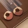 Creative Design Sense Retro Alloy Geometric Splicing Irregular Round Stud Earrings Fashionable Simple Atmospheric Earrings