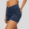 Damenmode Lässig Sommer Cross High Waist Denim Yoga Drei Hosen Shorts