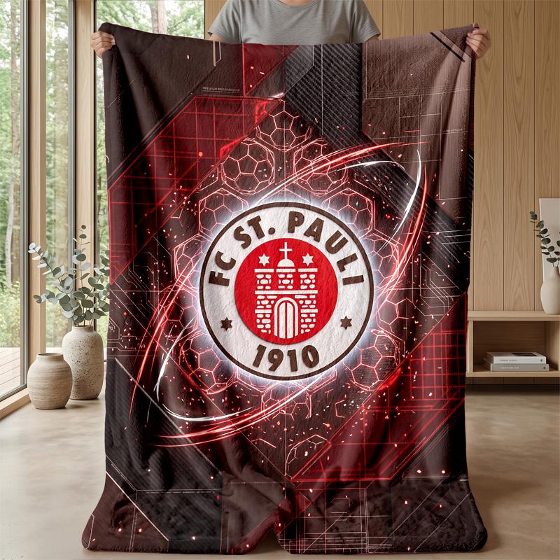 FC St. Pauli Football Print Flannel Blanket, Soft Warm Lightweight Throw Blanket for Sofa Bed Camping