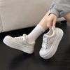 Pantofi casual versatili cu șireturi platformă pentru femei, cap mare, noi de primăvară, adidași din piele lustruită