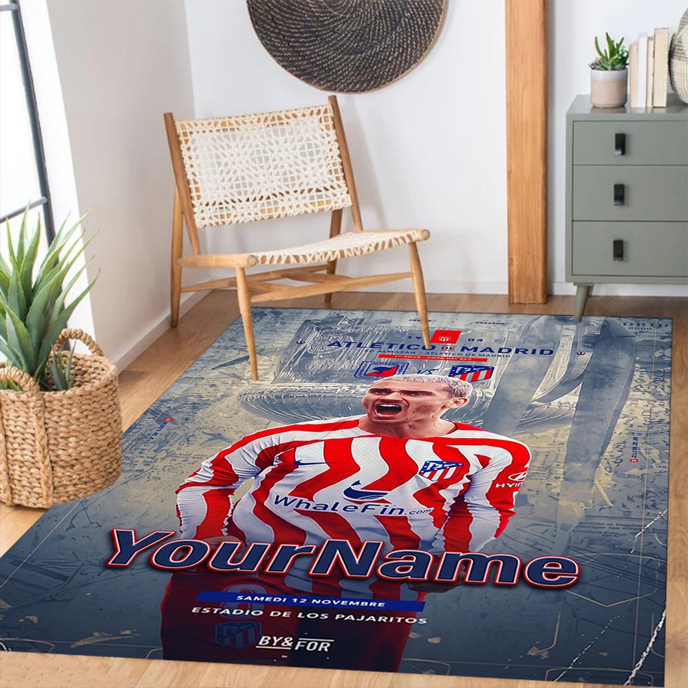 Atletico Madrid Personalized Text Carpet Design for Dining Room Hallway Outdoor Playrooms Antislip Carpet Anime Office Decor Best for Christmas