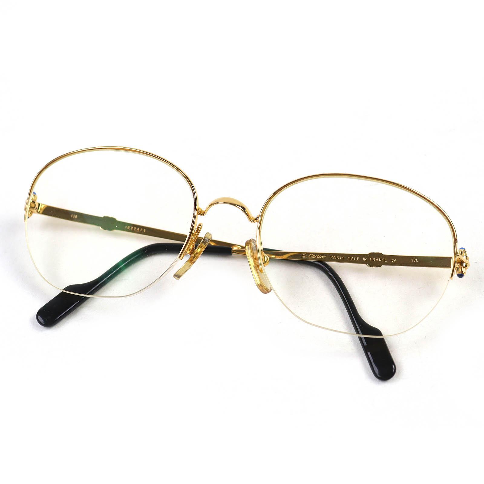 

Great Cartier Glasses Half Rim Trinity 4P Blue Gemstone Gold black Blue Gemstone Women Used