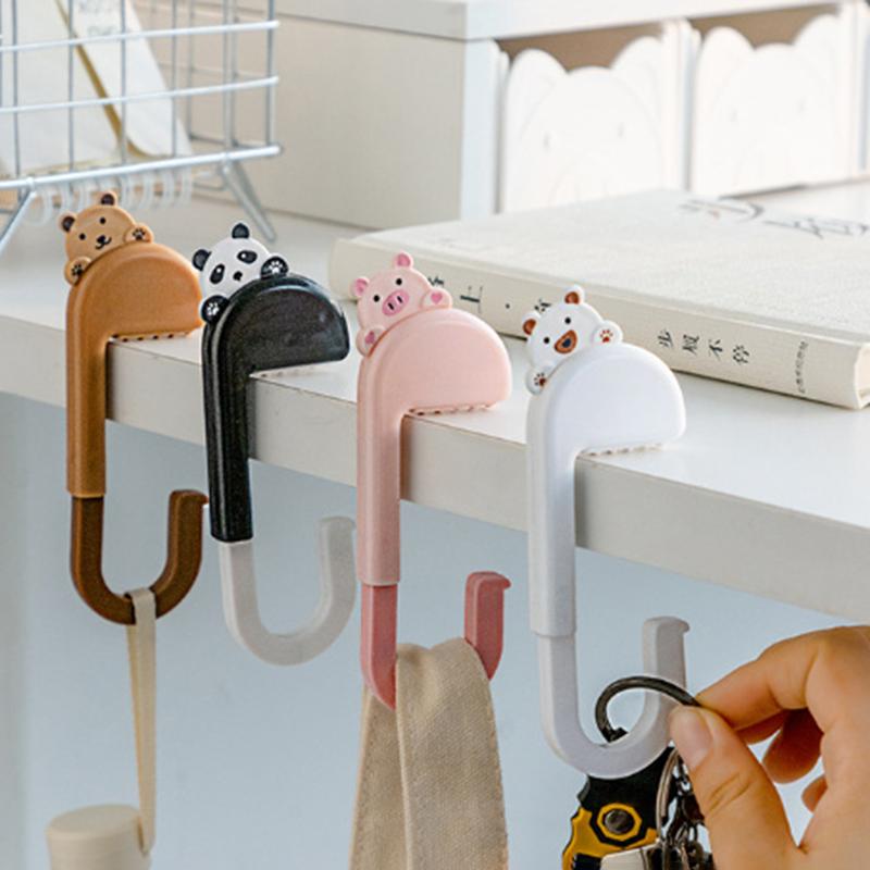 Travel Portable Plastic Bag Cute Animal Hook For Hanging Decorative Table Purse Bag Hooks Wall Hanger Holder Handbag Hanger