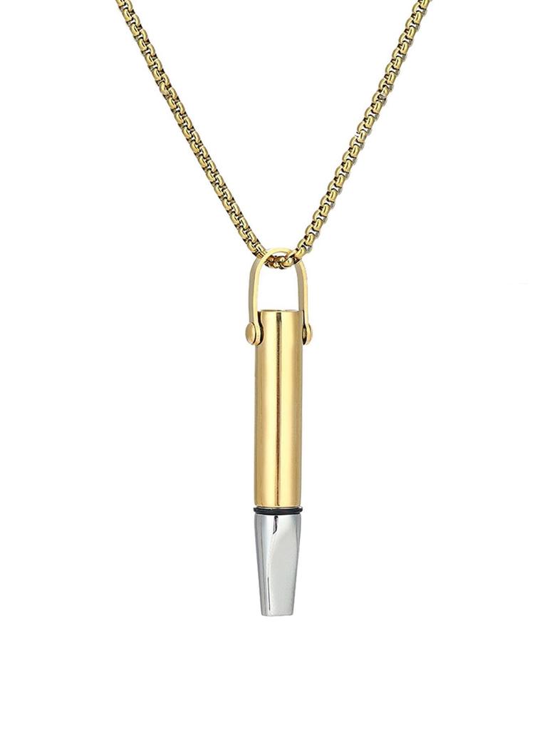European Luxury Titanium Steel Pendant Necklace: Elegant Meditation Whistle for Calming and Versatile Hip Hop Fashion.