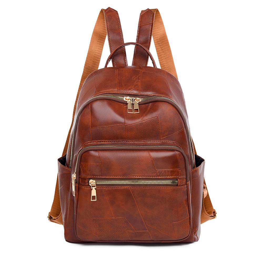 

Женский мягкий кожаный рюкзак, большая вместимость, дорожная сумка на молнии, легкий рюкзак коричневый