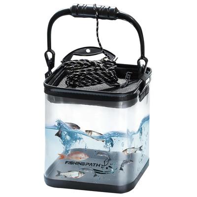 Improved Transparent Fishing Bucket with Non-Slip Rope, Perfect for Fishing, Easy To See Fish, Foldable Water Bucket