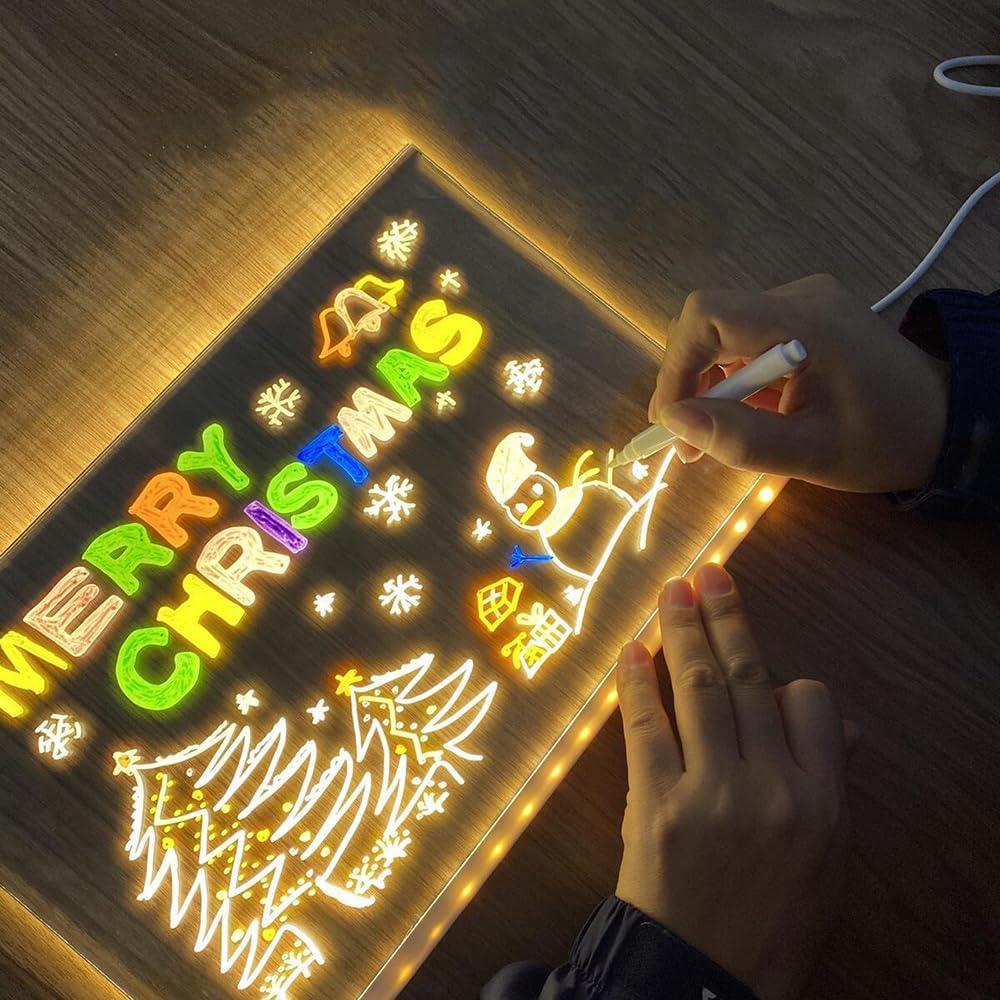 Aggreko Illuminated LED Marker Pad, Christmas Children's Gifts, Erasable Drawing Graffiti Pad, USB Magnetic Plastic Drawing Pad