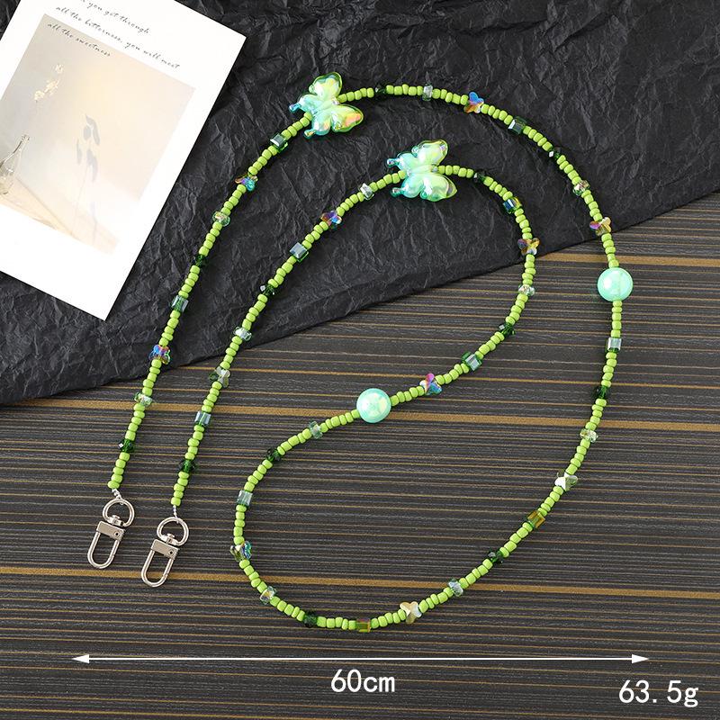 Handmade Pearl Crossbody Phone Case Lanyard with Beaded Charm