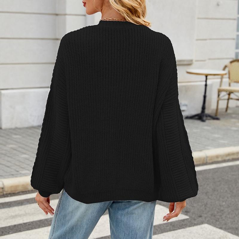 BITCED Relaxed-Fit Oversized Cardigan Autumn/Winter Long-Sleeved V-Neck Cable-Knit Sweater