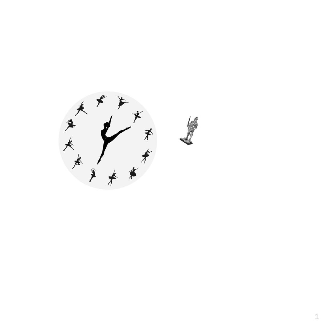 Ballerina Knight Wall Clock Ballet Dancing Girl Statue Sculpture Silent Mute Creative Decorative